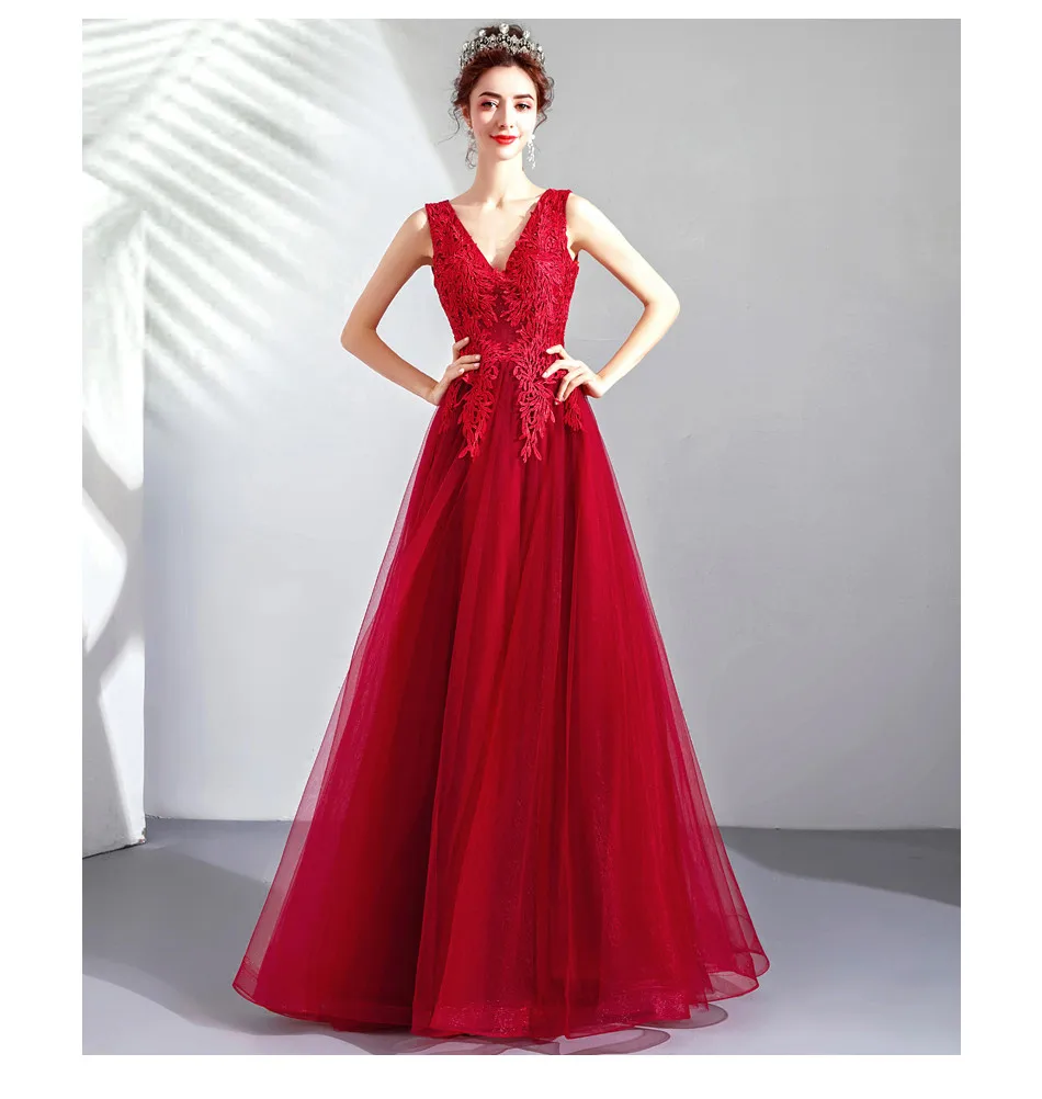 picture color Простой красное платье Quinceanera платье на выпускной с аппликацией V длинное платье с открытой спиной De Bal 15 16 сладкий шестнадцать платья дебютанток сладкий Платья для вечеринок - Цвет: picture color