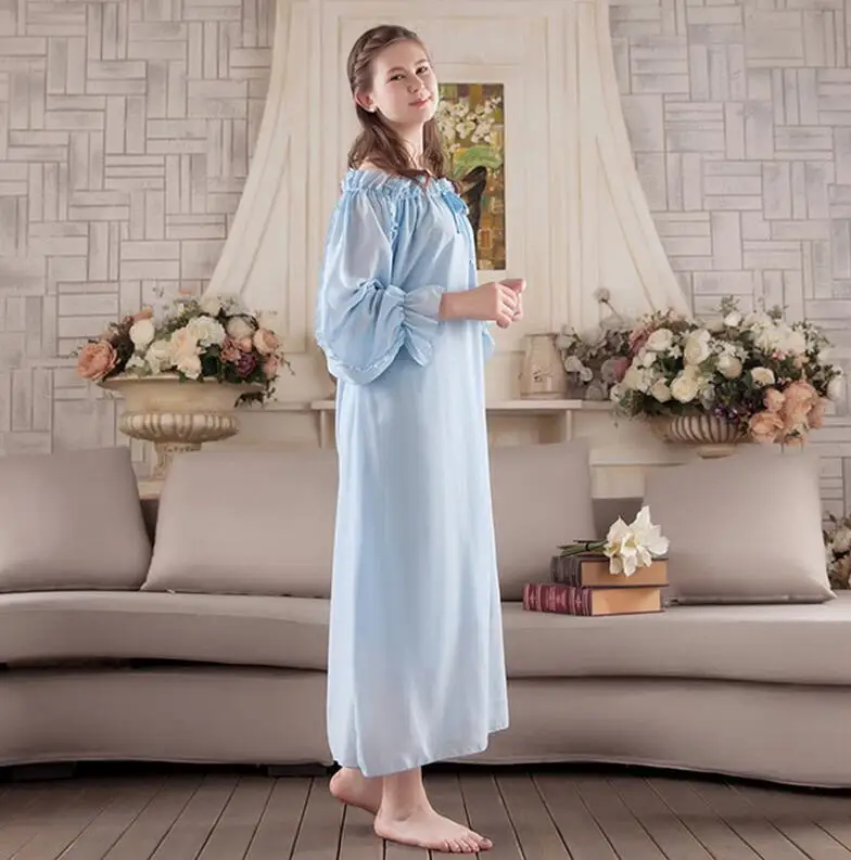 Женская шифоновая ночная рубашка розовая длинная принцессы для весны и лета s762 |