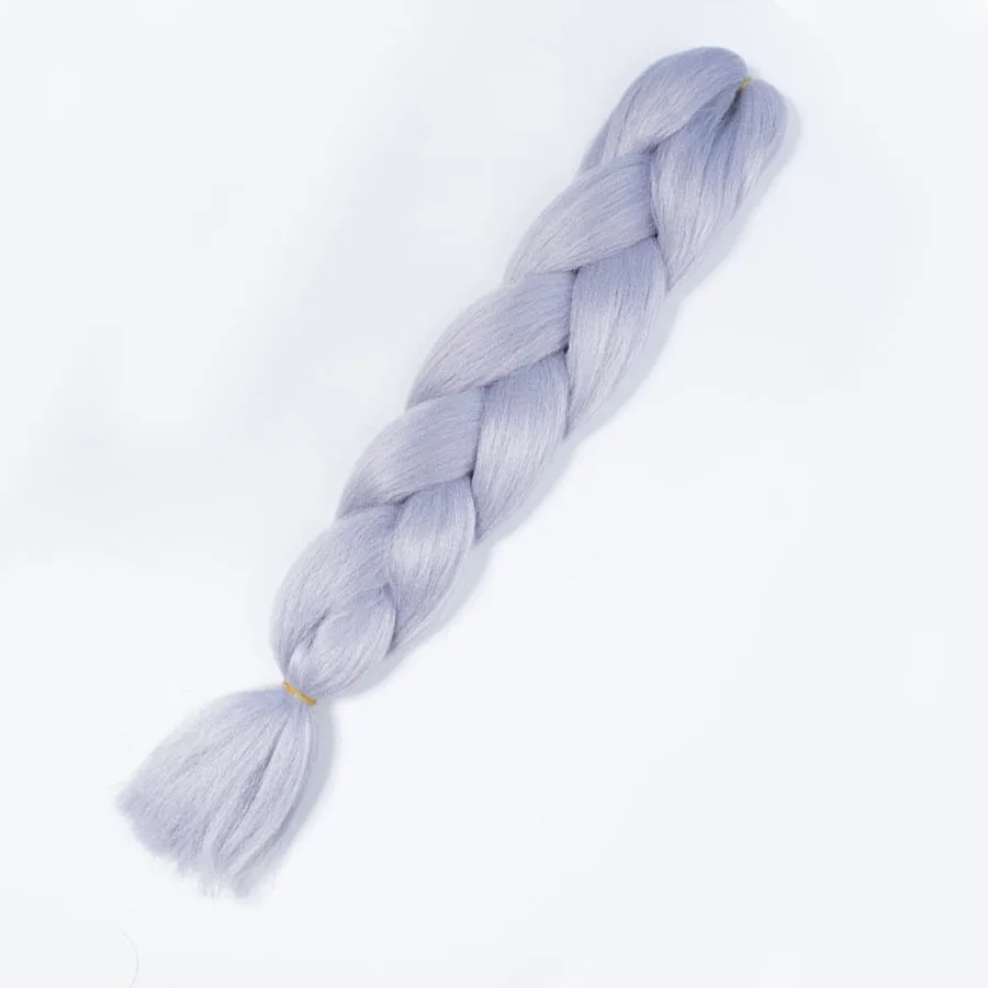 # Серебристо-Серый VERVES, 10 шт./партия, Омбре, косички волос, огромные косички, 24 дюйма, синтетическое волокно, вязанная косичка, волосы для наращивания, коричневый, розовый, синий - Цвет: # Серебристо-Серый