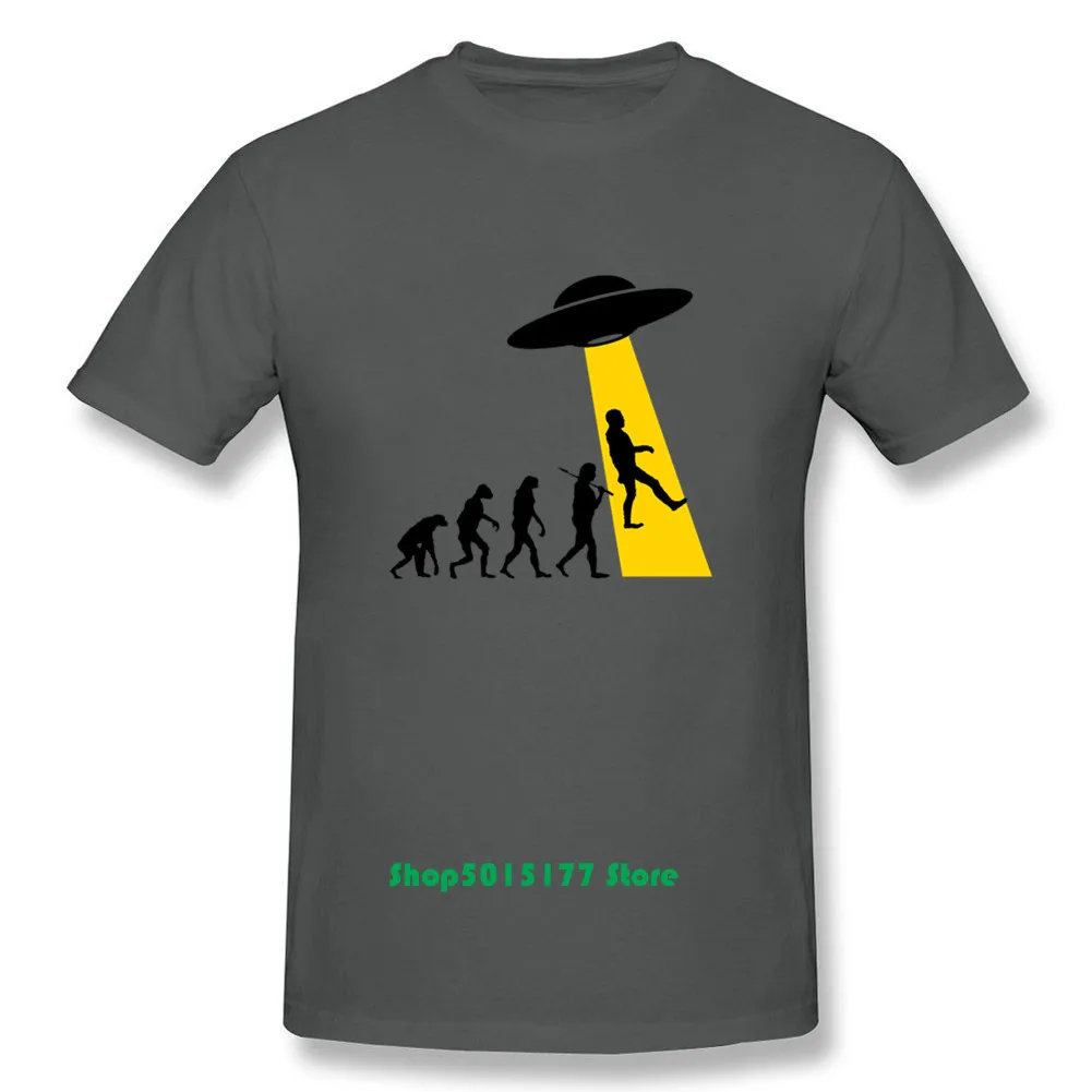 Ufo dubation Human Evolution Aliens UFO смешное искусство Мужская футболка с круглым вырезом 100%