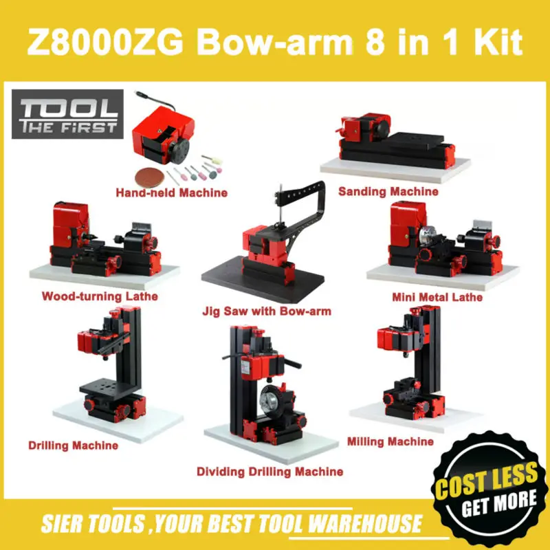 Мини токарный станок Z8000ZG 8 в 1 с бантовым рычагом ящике для инструментов/комплект