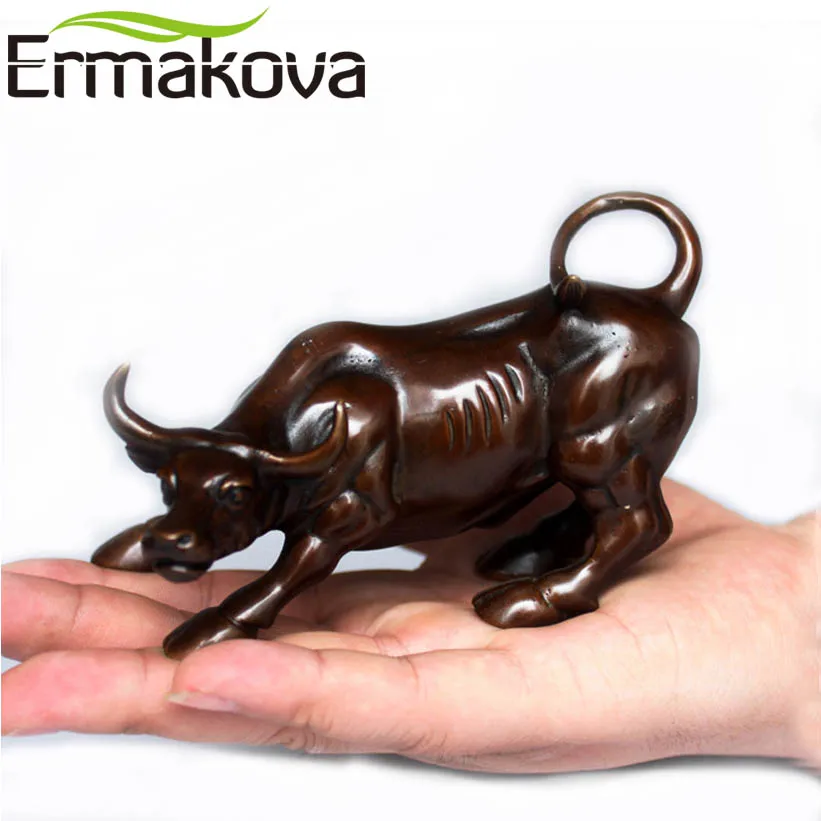 Ермакова фигурка быка из латуни настенная уличная фигурка быка с зарядкой рынок статуя быка фэн-шуй скульптура украшение дома и офиса подарок