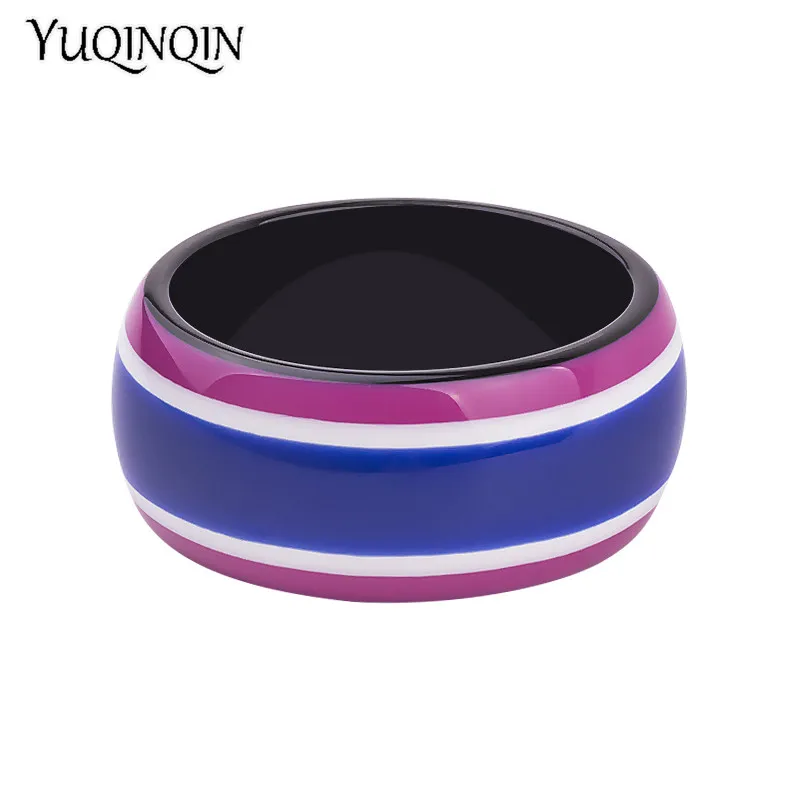 Женские винтажные браслеты из смолы широкие круглые С Разноцветными