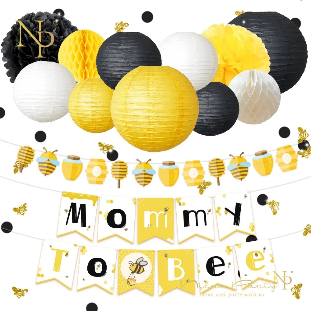 Nicro 35 шт./компл. милые с принтом в виде медоносной пчелы Baby Shower мама пчелы Бумага баннер гирлянда Фонари Вафельная Ткань вечерние украшения# Set68