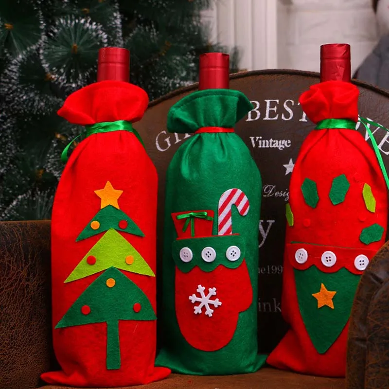 

5 Styles Home Dinner Table Decors Wine Bottle Cover Christmas Decorations Santa Claus Snowman Gift Navidad Xmas Party Supplies