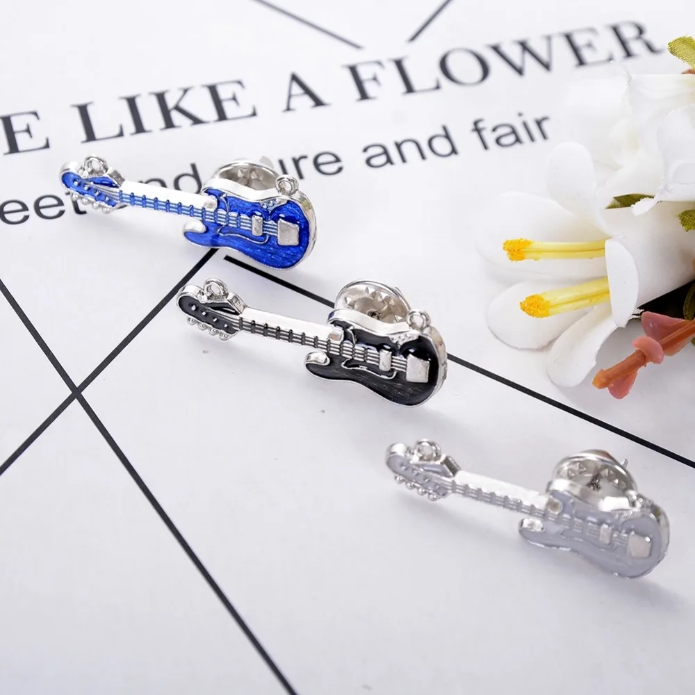 Сине серебряный цвет черная мультяшная булавка для гитары броши на воротник