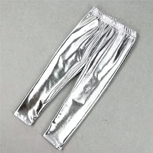 Silver Kids leggings Детские леггинсы для девочек, глянцевый золотистый Серебристый, длинные штаны в стиле панк для мальчиков, детские штаны на осень и весну, леггинсы - Цвет: Silver Kids leggings
