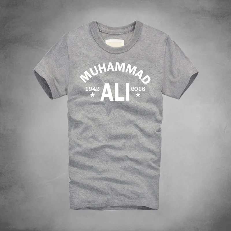 gray 02 Городская мода, футболка Muhammad Ali, ММА, повседневная одежда для мужчин, лучший фитнес, короткий рукав, с принтом, футболка размера плюс, Homme - Цвет: gray 02