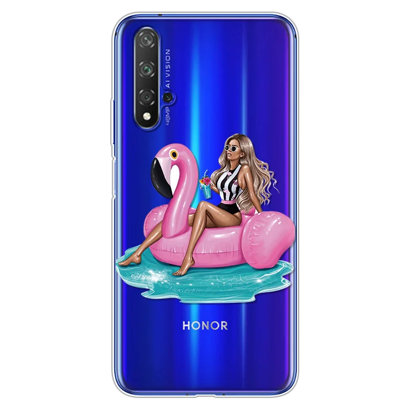 0chln Модные черно-коричневые накладки для мамы и дочки, для huawei Honor 20, чехол s 6,2", мягкие чехлы из ТПУ для huawei Honor 20 Pro, чехол - Цвет: 0chln