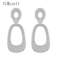 53mm length new arrival dangle big drop earrings in gold white color luxury jewelry bright cubic zirconia long party earrings