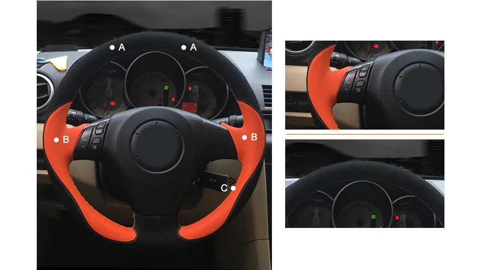 MEWANT черная замша оранжевый кожаный чехол на руль для Mazda 3 Axela 2004-2009 Mazda 5 2004-2010 Mazda 6 Atenza Mazda MPV
