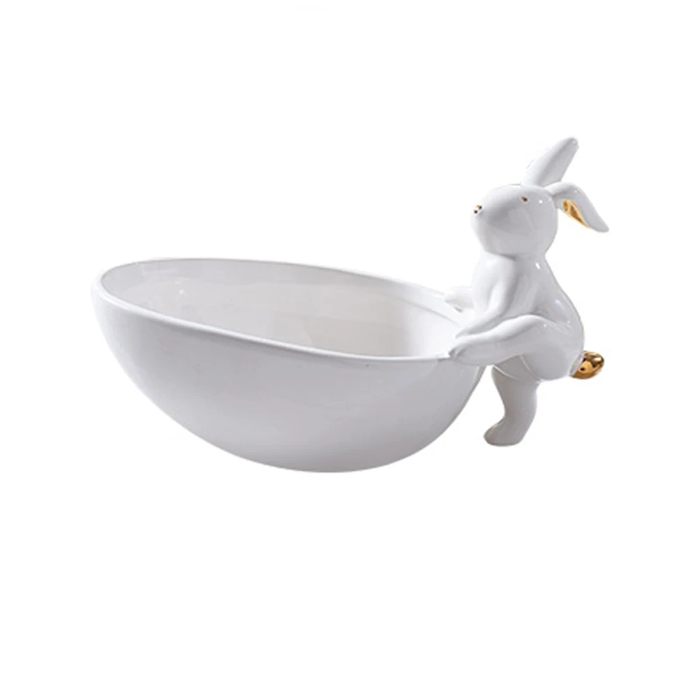 Ceramic Rabbit Plate Decoration Fruit Storage Tray Creative Snack Plate Nordic Jewelry Plate Easter gift Housewarming gift