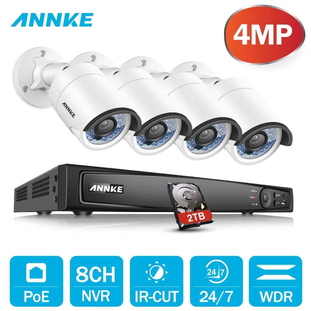 ANNKE 8CH 6MP POE H.264 + NVR безопасности Системы 4 шт мм 4MP защита от атмосферных воздействий