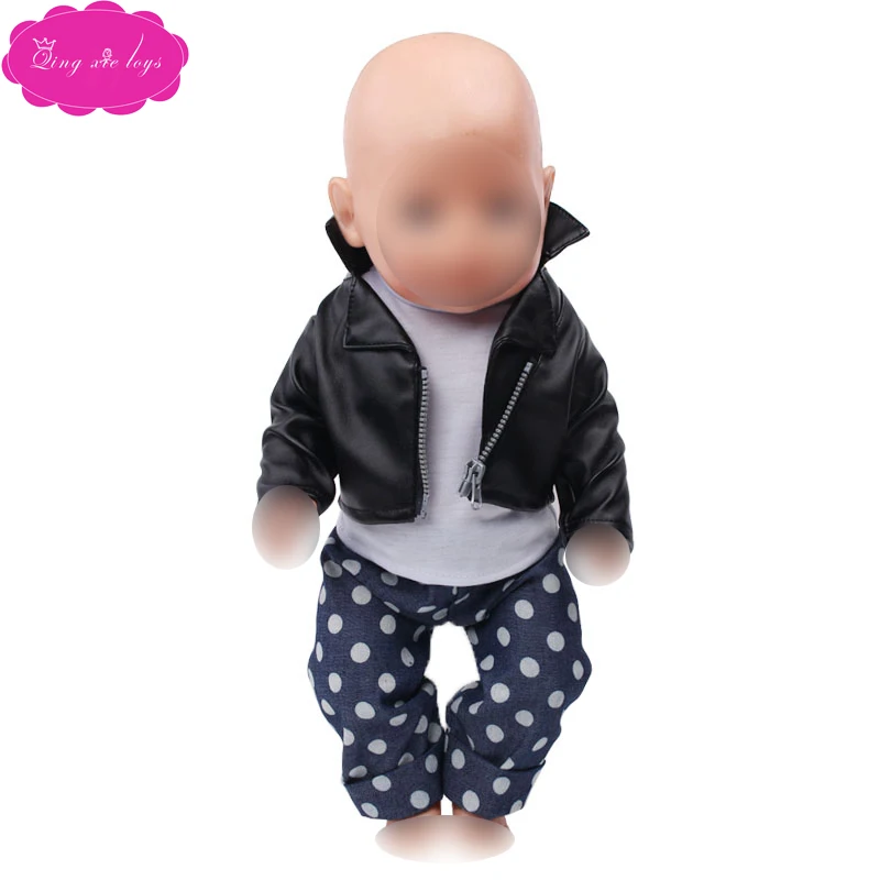 43 см Одежда для маленьких кукол черная куртка девочек + футболка штаны платье