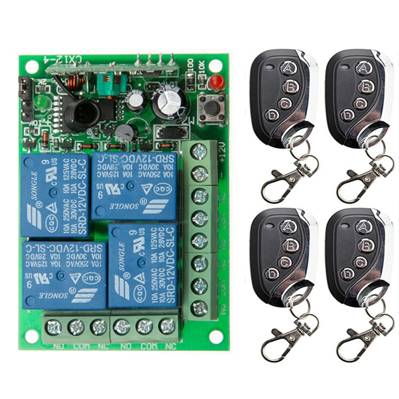 433 МГц Универсальный беспроводной пульт дистанционного управления DC 12 В 24 4CH