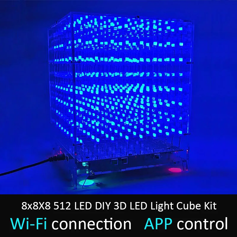 LEORY DIY 3D светодиодный светильник Cube Kit Wi-Fi подключенное приложение управление 8x8X8 512 светодиодный дисплей оборудование MP3 DAC схема музыкальный спектр
