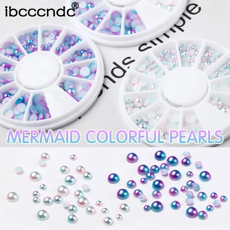 1 коробка Русалка красочный Жемчуг гвоздики для нейл арта смолы ногтей Стразы