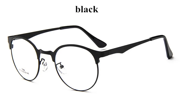 Black Винтажная модная стеклянная оправа, прозрачные линзы, фирменный дизайн, металл, анти-УФ стекло для глаз, es оправа для женщин и мужчин, очки gafas oculos de grau - Цвет оправы: Black