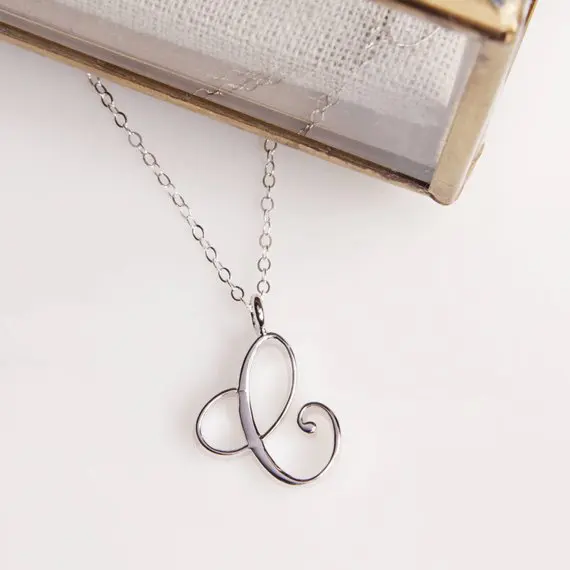 

Unique Monogram Letter C Necklace Cursive C Pendant Initial Clavicle Charm Jewelry for lovers Gift