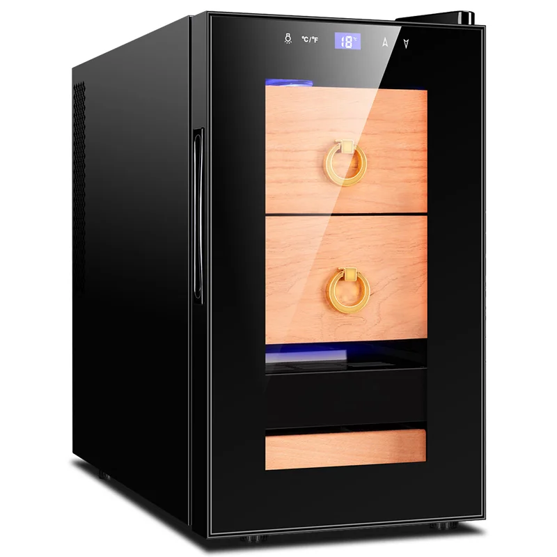 Хаки Шкафчик для хранения сигар "humidor" светодиодный светильник Humidor кулер humidor шкаф испанский кедр деревянная полка сигары охладитель FK-68C - Цвет: Хаки