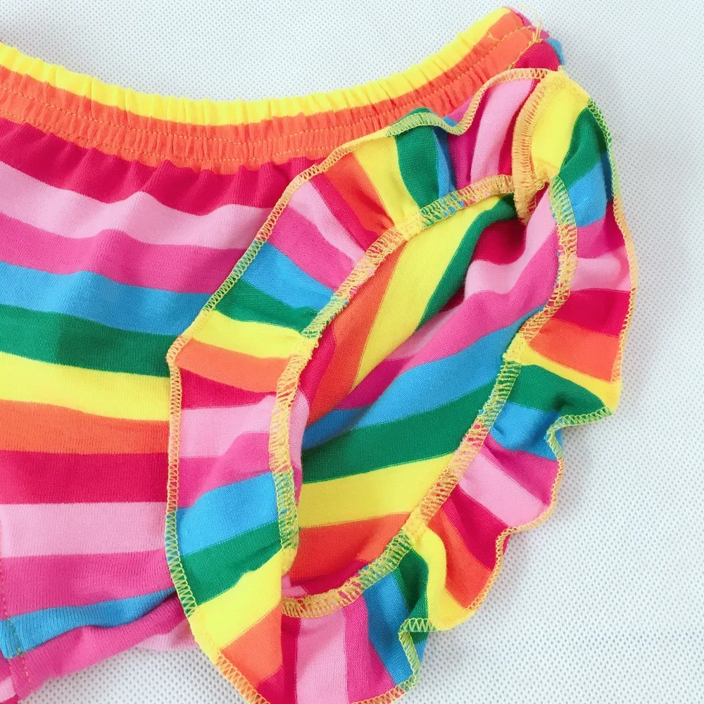 Новинка детские хлопковые шорты с цветными полосками и оборками Лидер продаж |