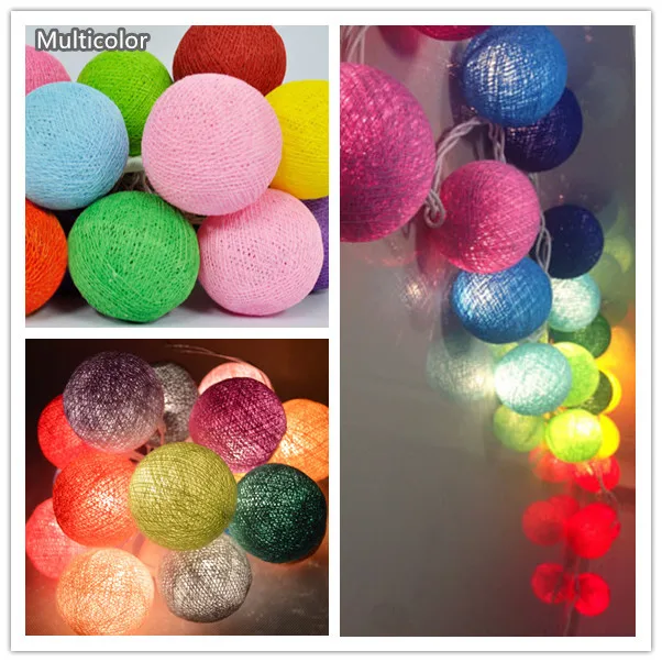 Multicolor 20 шариков/шт винтажный/сладкий пастельный тон/чистый белый хлопковый шар, гирлянды, вечерние, для дома, патио, свадьбы, романтический декор - Цвет: Multicolor