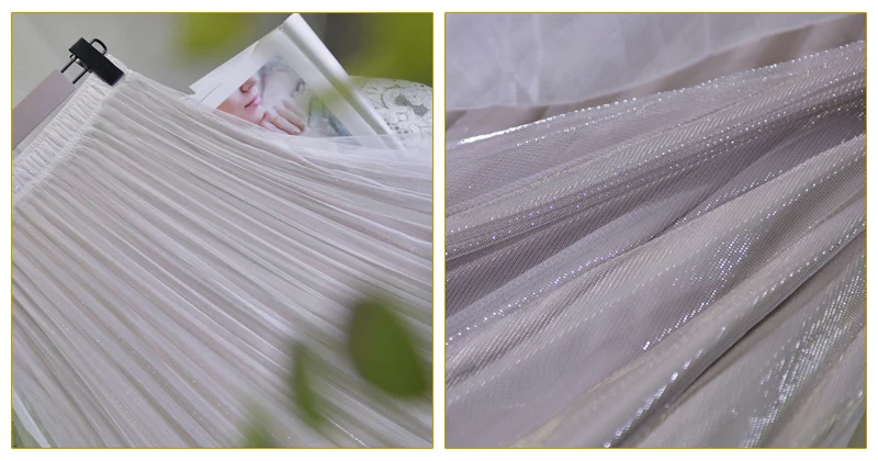 Women's 3 Layer Bright Tulle Skirt Ladies Korean High Waist Shining Tutu Skirt Pleated Mesh Midi Skirts Faldas Autumn