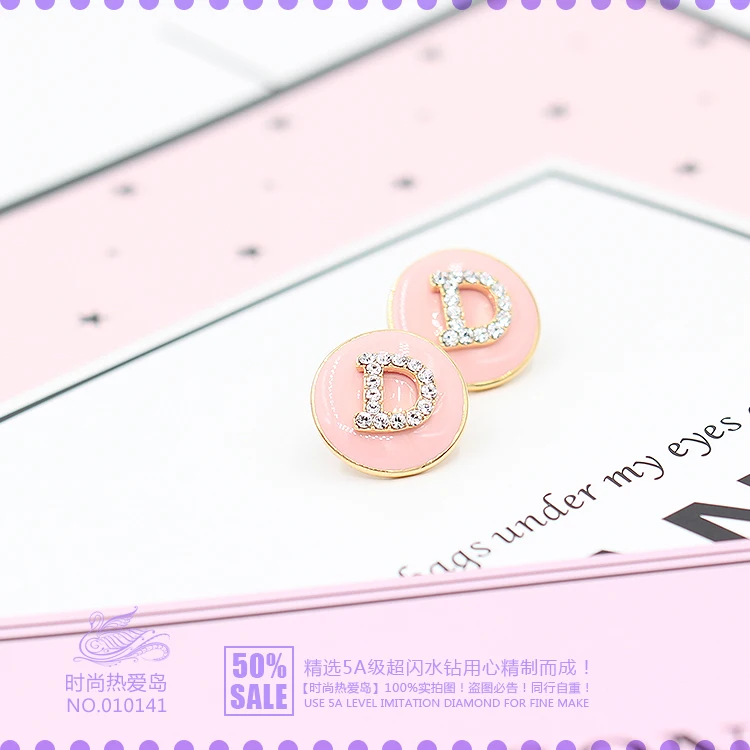 Круглый Мода письмо сладкий D любовь модные женские туфли Jewelry со стразами серьги