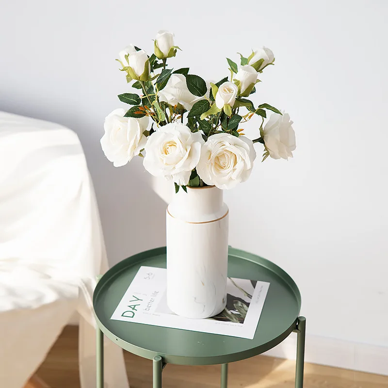 Скандинавские 2 головки ветка снежной розы шелк искусственный цветы для