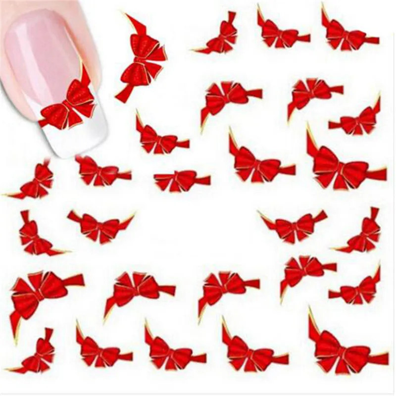 Bittb 2 листа красный бант маникюрная наклейка для ногтей сделай сам украшения