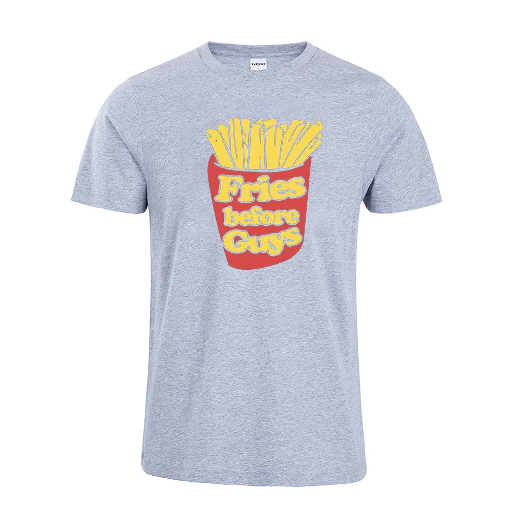 

Fries Before Guys Print Unique Pattern Funny Shirt Men Popular And Casual Cotton Top Tees