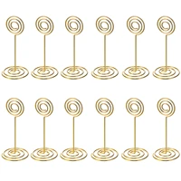 abdb 12 pack table number card holders photo holder stands place paper menu clips circle shape gold