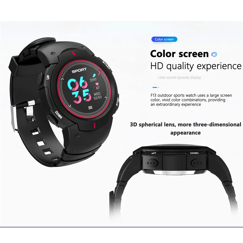 

Swimming Smart Watches DTNO.I F13 50m Waterproof Bluetooth Smartwatches Sport Outdoor 3D Radians Screen Dust-proof Color Display