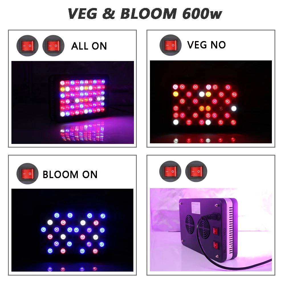 Светодиодный Gorw полный спектр 600 Вт 1200 2000 для внутреннего парниковый эффект