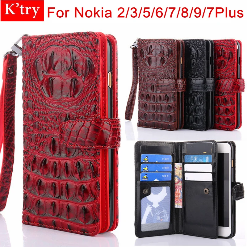 Чехол для Nokia 7 Plus 2 1 3 5 крышка 3D крокодиловый с отделением Портмоне кожаный чехол 6