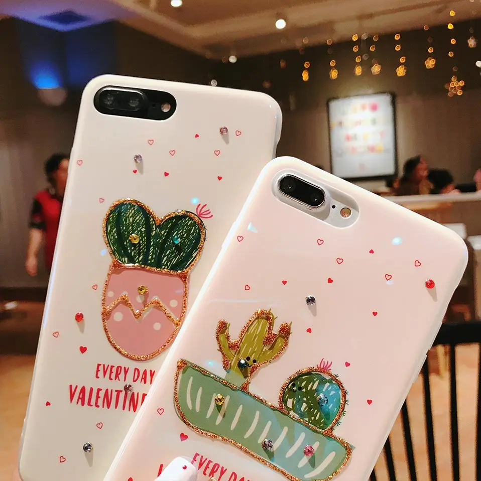 Силиконовые горный хрусталь кактус Mobile Shell для iphone 6 6S 7 8 плюс