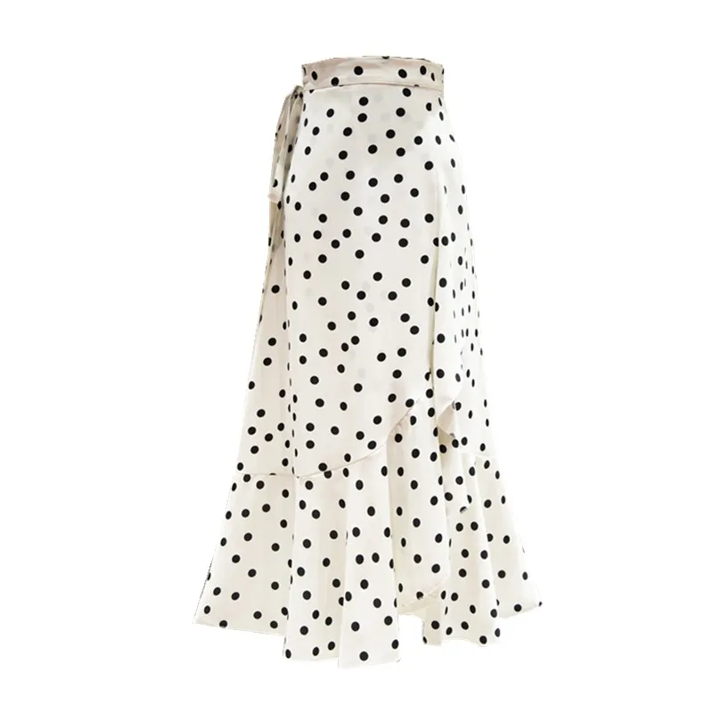 2 цвета один размер цельнокроеная черно белые точки миди юбка лето рыбий хвост