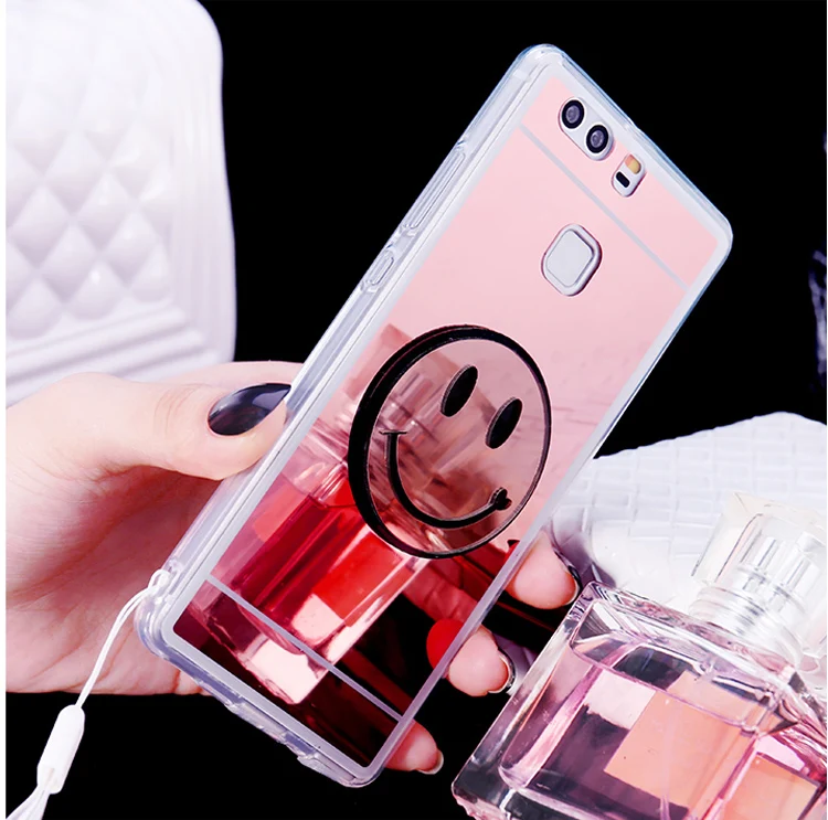 Для Huawei P9 P10 надпись на зеркале Smile чехлы для P8 Lite Plus Mate Honor 7 8 9 6X V8 Mate8 Mate9 |