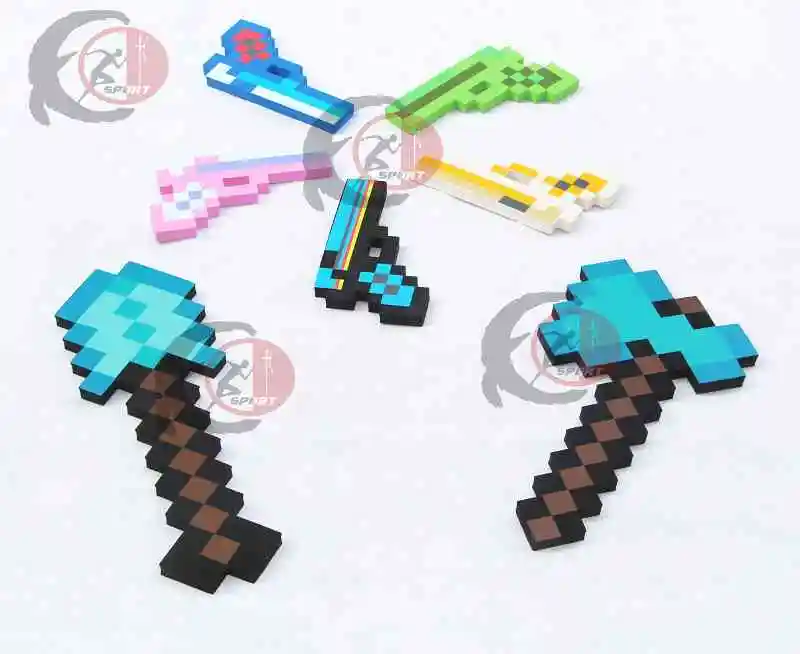 Minecraft Игрушечные лошадки Пена Алмазный меч Пикакс Топоры лопатой пистолет eva