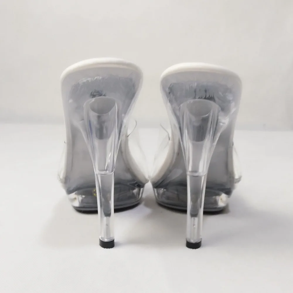 YIZHOULI 13cm high heels, thin and transparent crystal cold slippers, catwalk model size women's Slippers