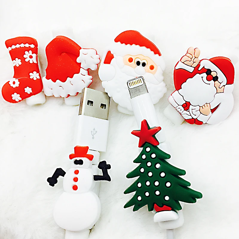 Защитный чехол для кабеля зарядного устройства USB в рождественском стиле