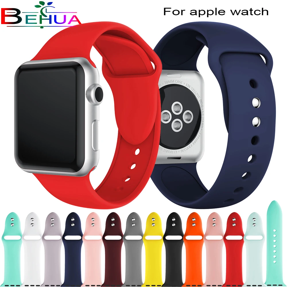 Цветной мягкий силиконовый ремешок для iWatch спортивный Apple Series 5 4 3 2 1 часов 38 мм 42 40