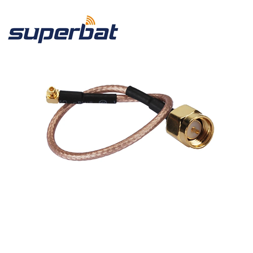 Superbat MMCX Plug Right Angle to SMA Male Straight Pigtail Cable RG316 20CM