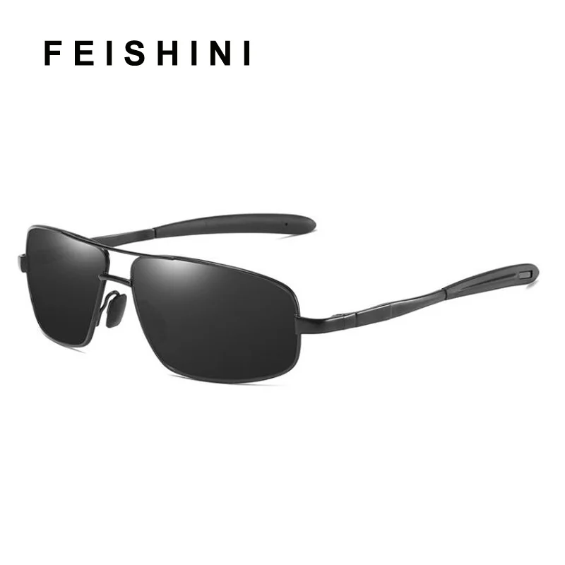 Солнцезащитные очки FEISHINI Мужские поляризационные прямоугольной формы винтажные
