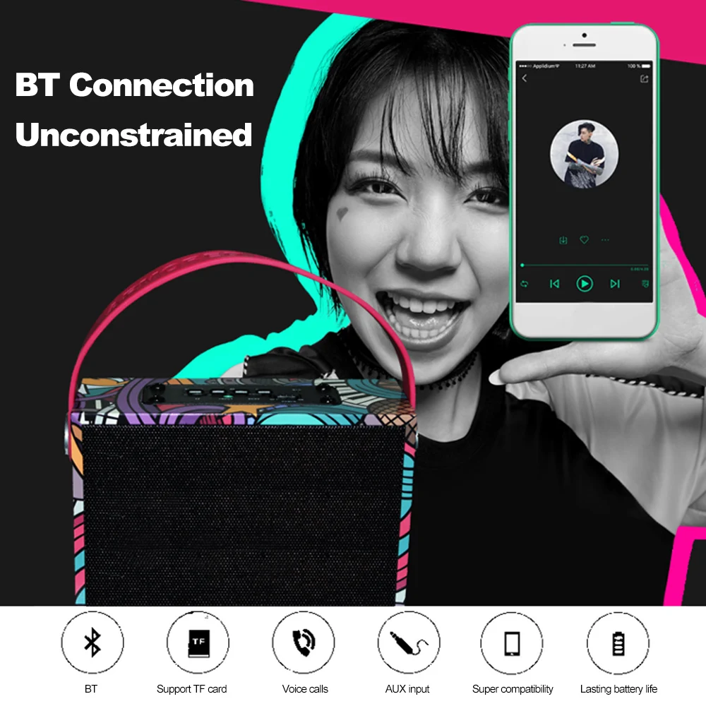 M7 Деревянный беспроводной портативный Bluetooth динамик TF стерео звуковая коробка
