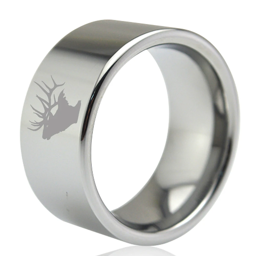 Плоское кольцо для большого пальца с головой оленя 11 мм|finger ring|ring ringcarbide tungsten ring |