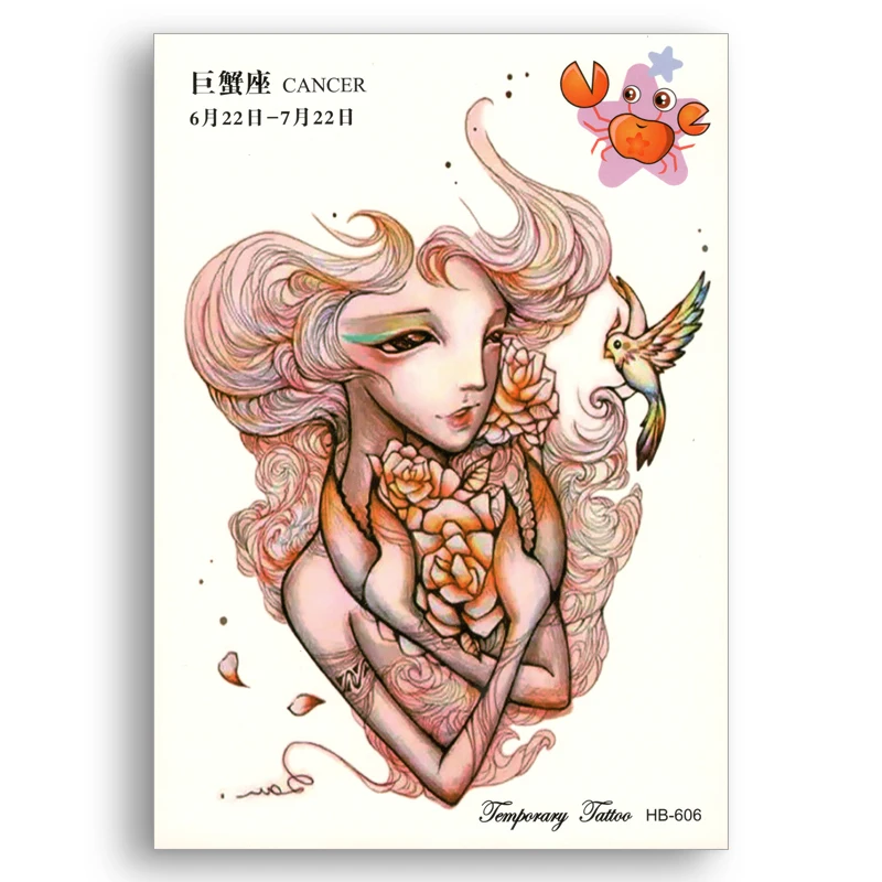 Тату-наклейки водостойкие с 12 созвездиями и раком для мужчин женщин | Красота