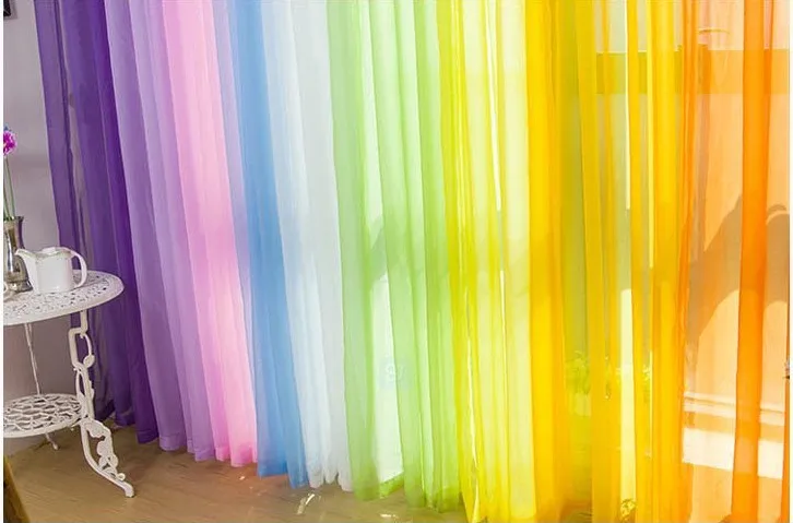 Цветная занавеска из органзы с 9 петлей бесплатная доставка | Дом и сад