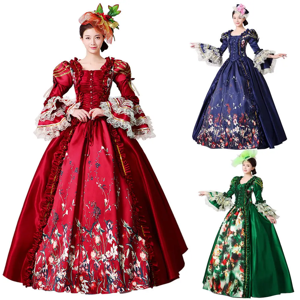Marie Antoinette Dress Medieval Civil War Southern Belle Ball Gowns Women Reenactment Clothing |