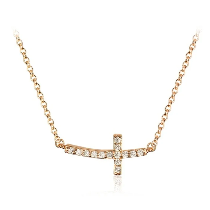Ожерелье с горизонтальным боковым крестом тонкая цепочка чокер AAA кубическим